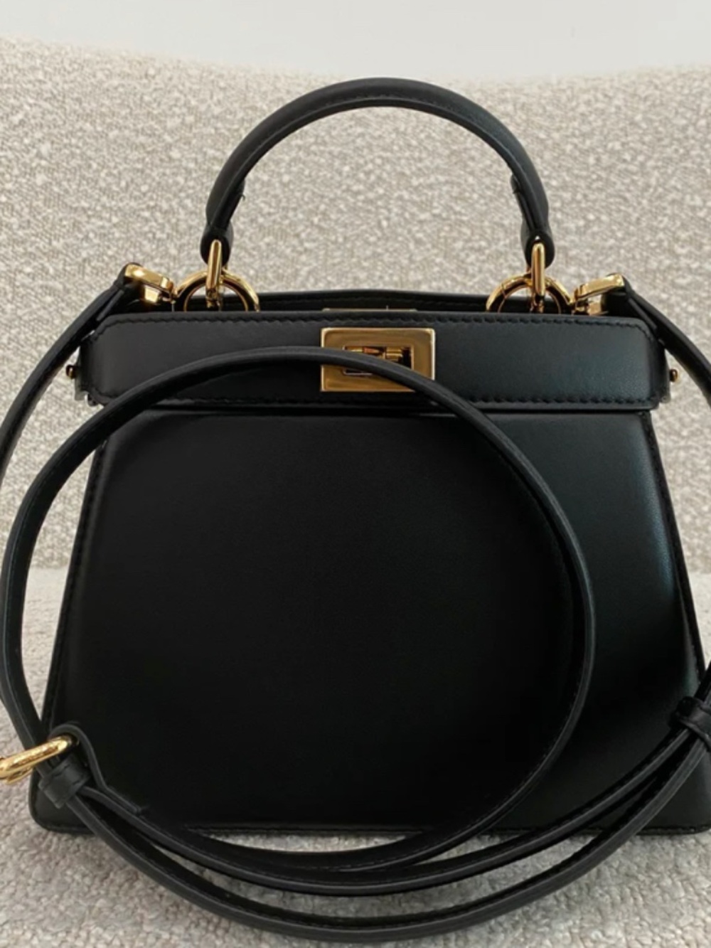 Authentic Pre-Owned Fendi Peekaboo ISeeU Petite Black padded nappa leather bag